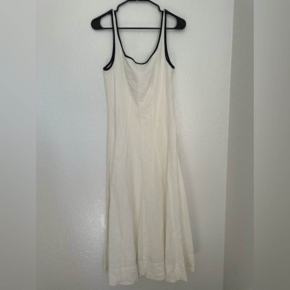 Zara Cream Maxi Dress with Black Trim